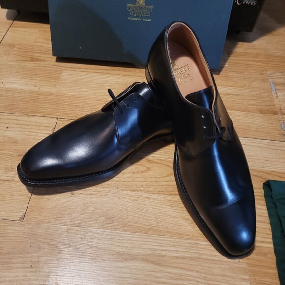 Crockett & Jones Highbury Black Derby Shoes - Picture 8 of 10